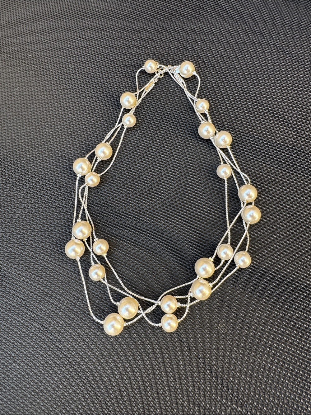 Classic Pearl Bead Double- Strand Necklace - White and Silver gorgeous!